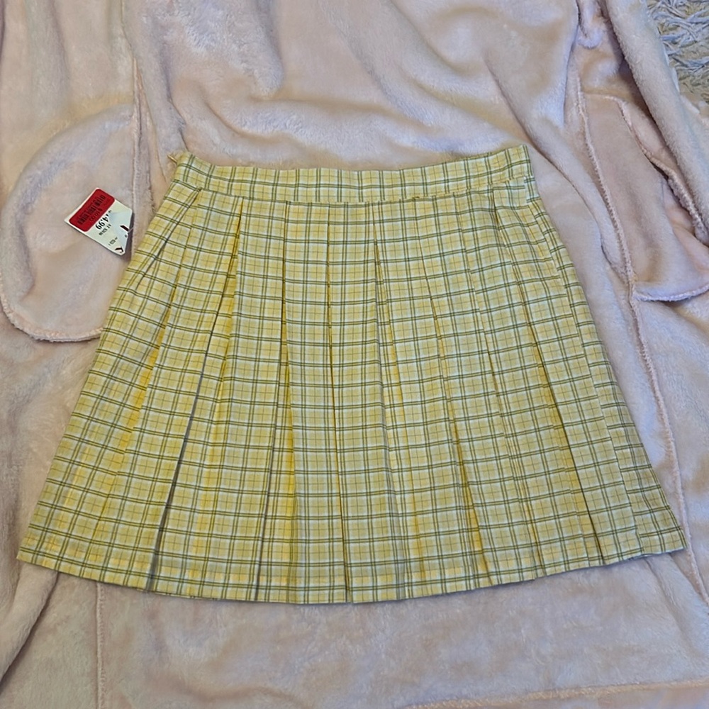 Pleated Plaid Yellow Tennis Skirt